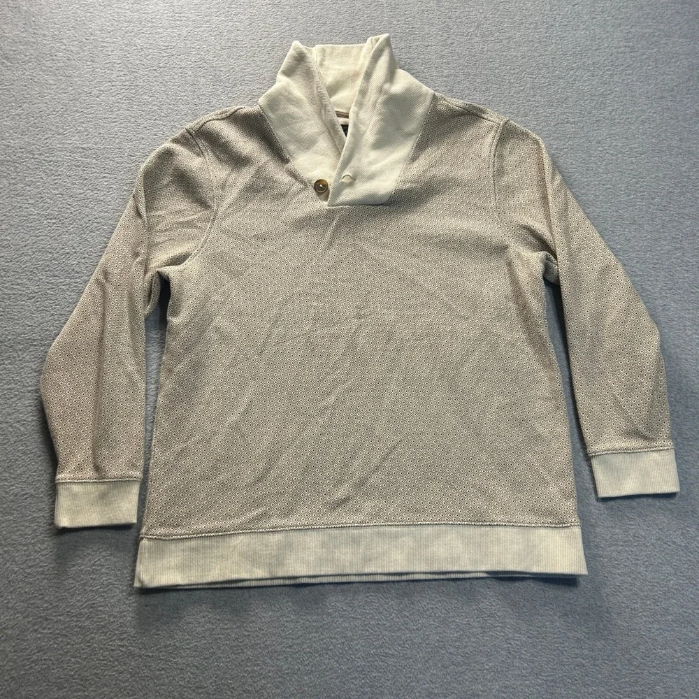 Tasso Elba Shawl Collar Pullover Sweater Mens Large Gray Cotton Long Sleeve